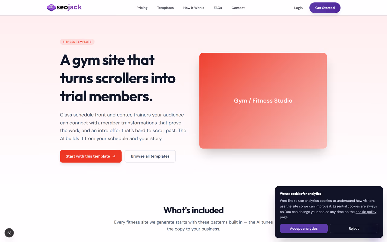 Gym / Fitness Studio website template preview
