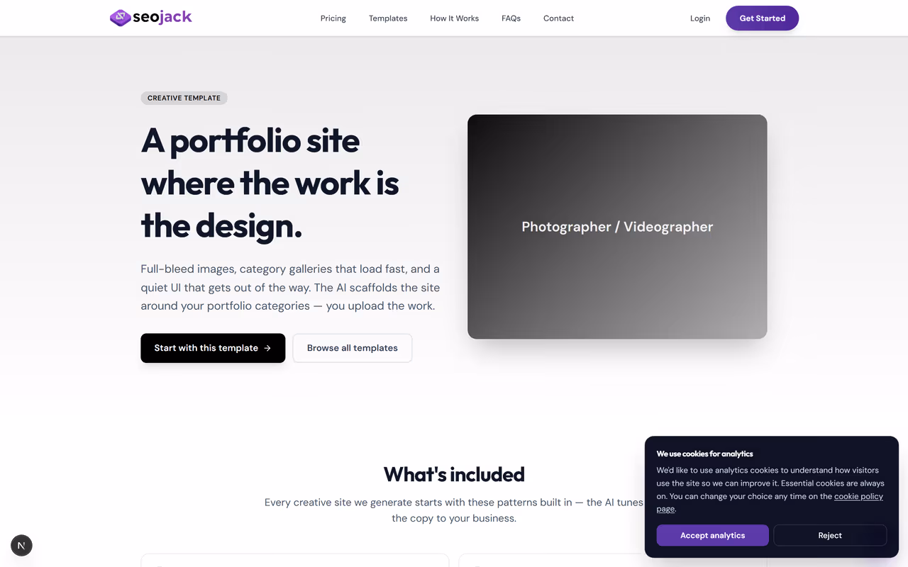 Photographer / Videographer website template preview