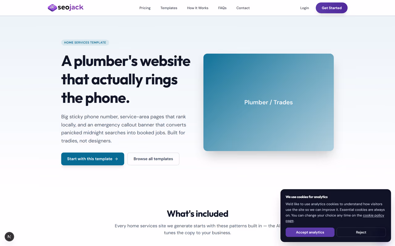 Plumber / Trades website template preview