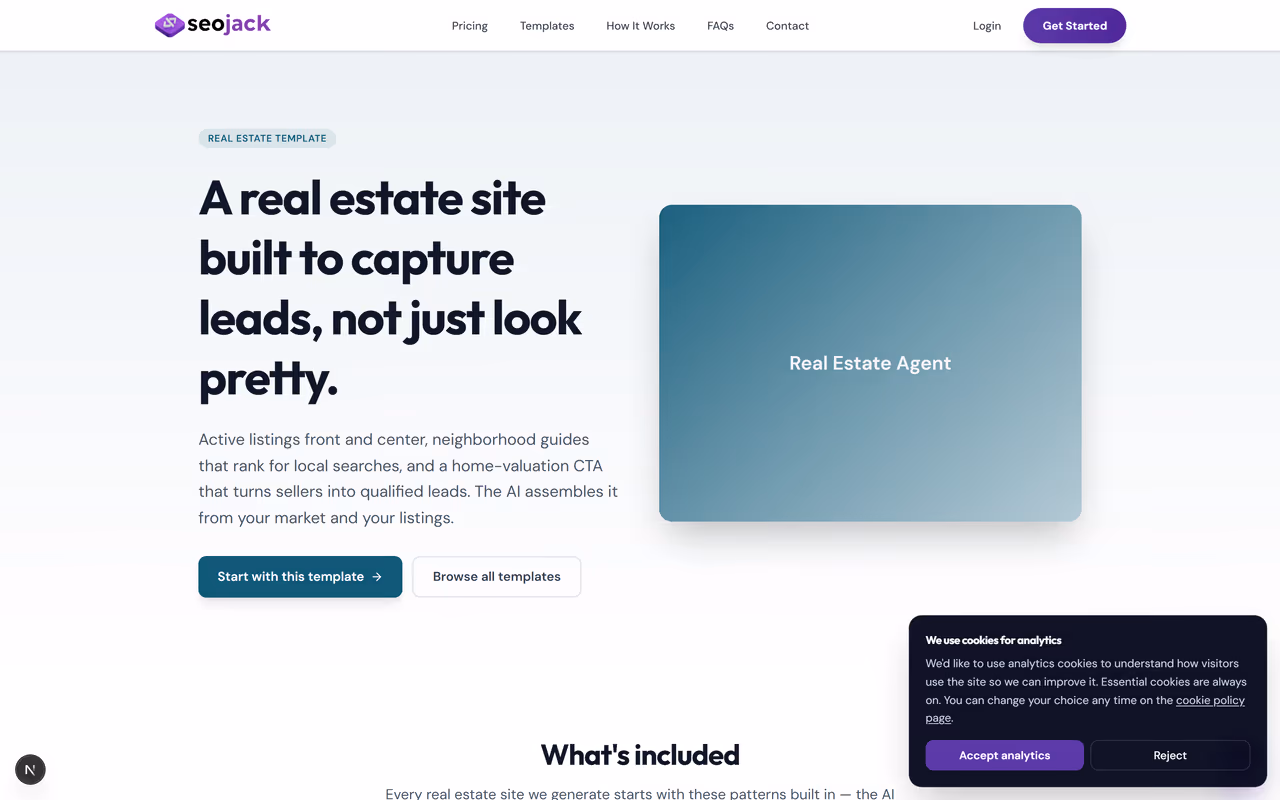 Real Estate Agent website template preview