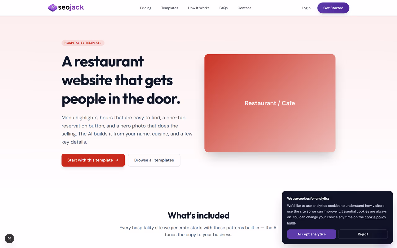 Restaurant / Cafe website template preview