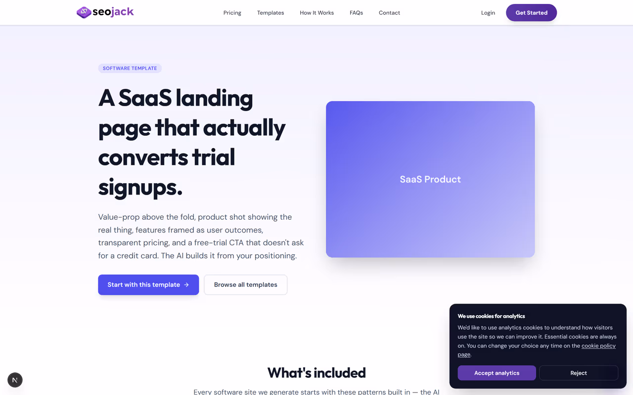 SaaS Product website template preview