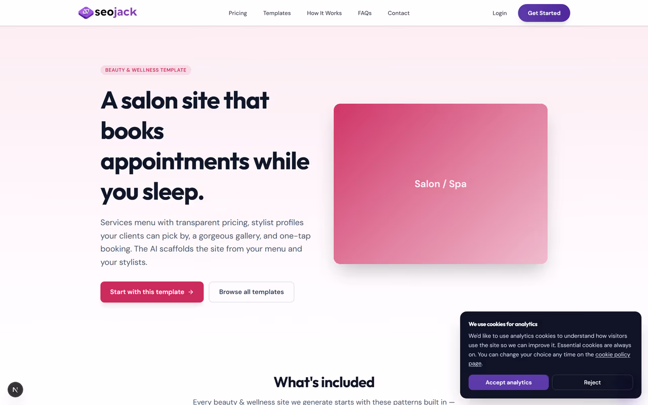 Salon / Spa website template preview