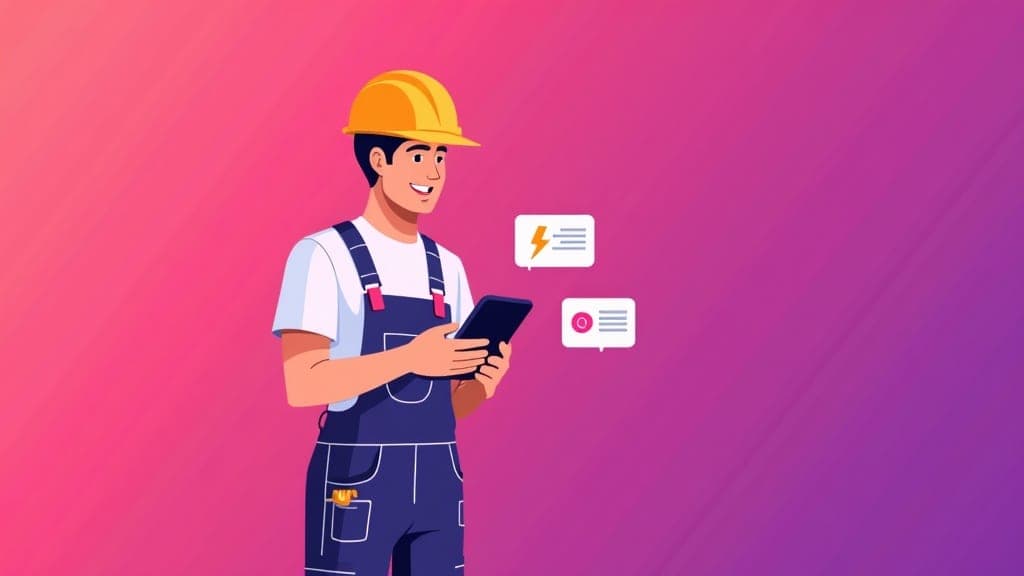 Electrician reviewing job bookings on phone
