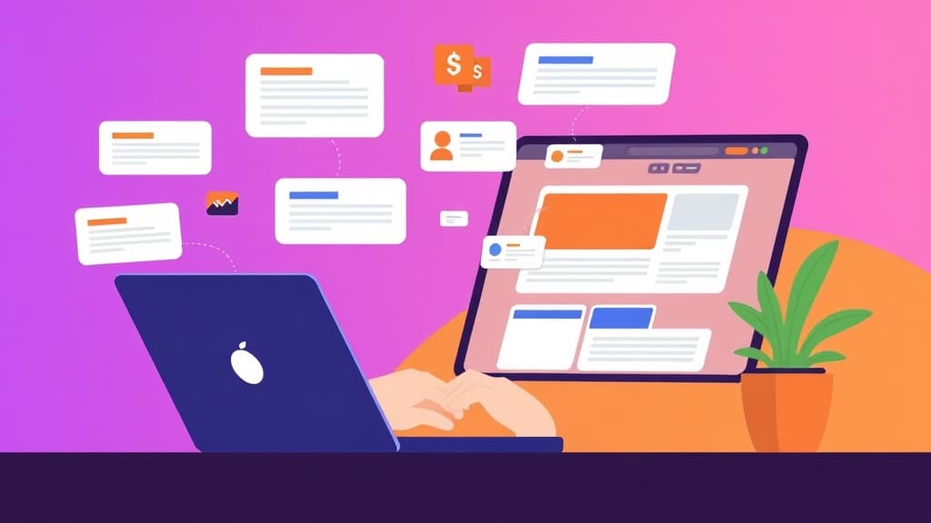 Person writing compelling website copy on laptop