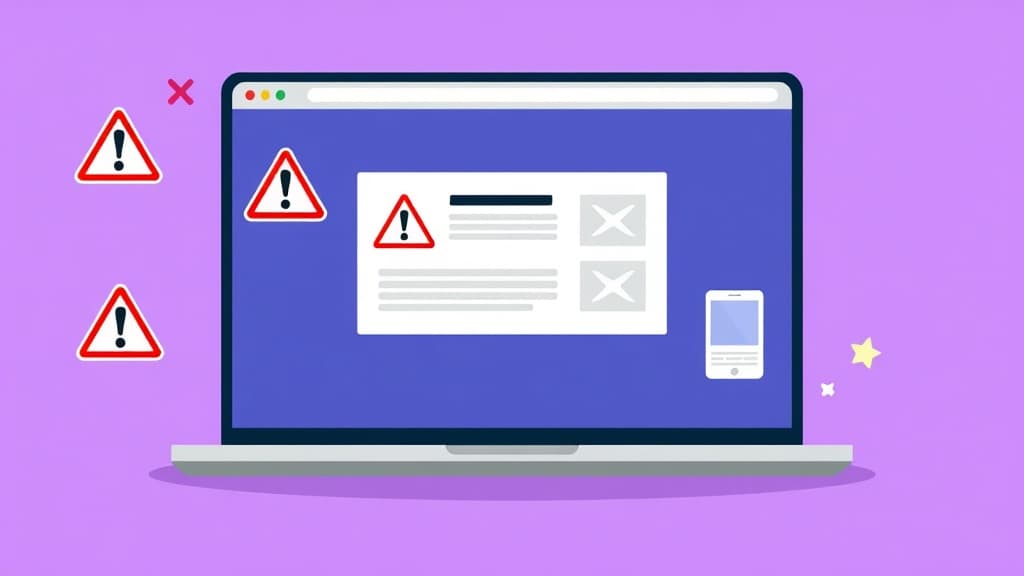 Website design with red X marks showing common mistakes